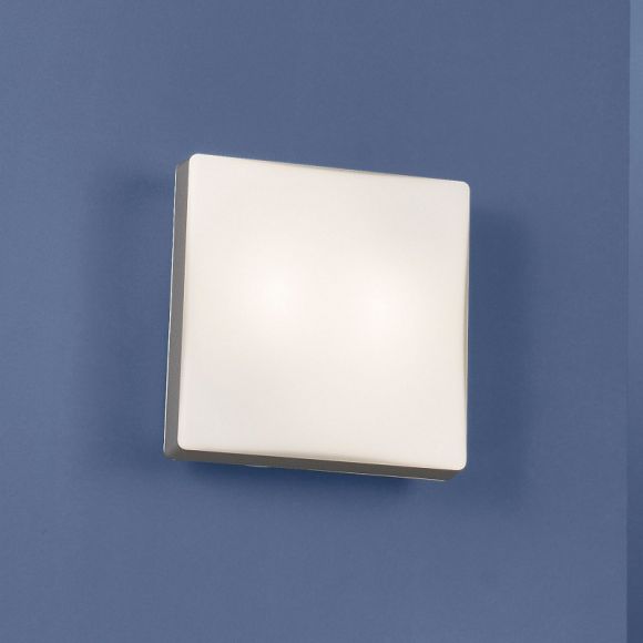 Quadratische LED-Wand-/Deckenleuchte in 2 Größen erhältlich - Opalglas matt - Titan-Silber