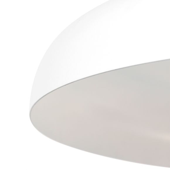 runde E27 Pendelleuchte aus Metall weiß mit weißem Innenschirm klassische Küchen Hängelampe ø 55 cm