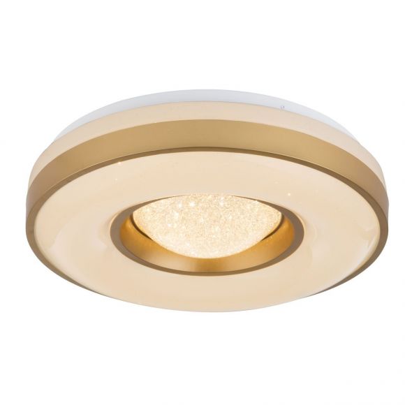 runde LED Deckenleuchte aus Acryl Schirm mit goldenem Ring Sternenhimmel Dekor Deckenlampe gold und ø 41 cm