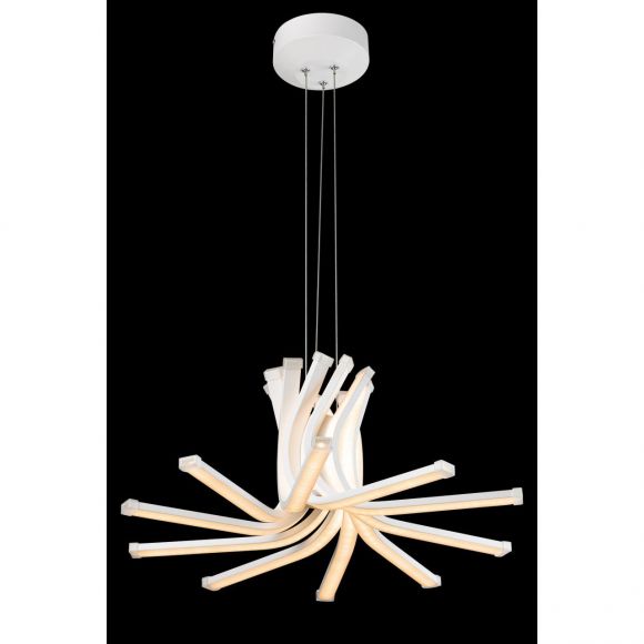 runde LED Pendelleuchte aus Acryl 10 gebogene Arme Hängelampe weiß ø 49 cm