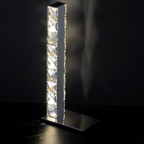 Schmuckstück-LED-Tischleuchte, Chrom und geschliffenes Glas
