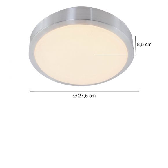 silberne LED Deckenleuchte, Badezimmer geeignet, IP44, rund, 1-flammig, inkl. LED 24 W