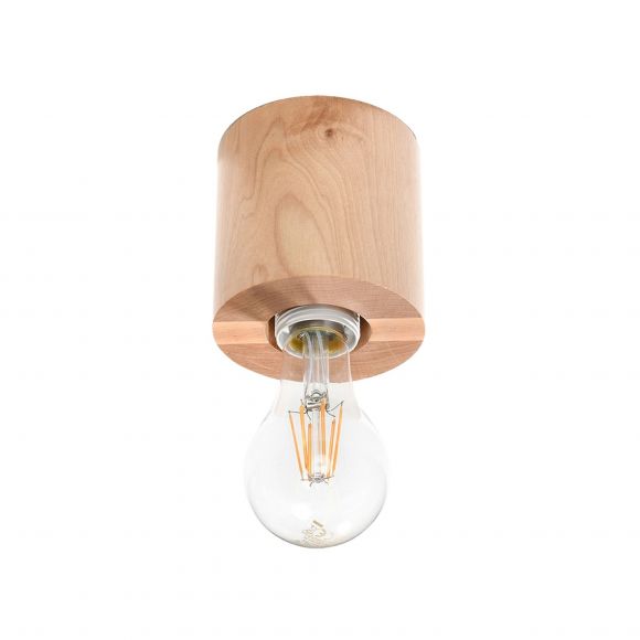 skandinavische zylindrische E27 Deckenleuchte aus Holz Glühbirnen Deckenlampe ideal für Filament-Leuchtmittel 10 cm