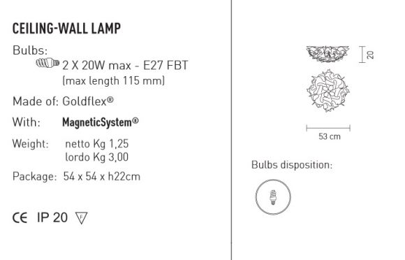 Slamp Designerlampe Veli Ø 53cm - Gold, Silber oder Kupfer