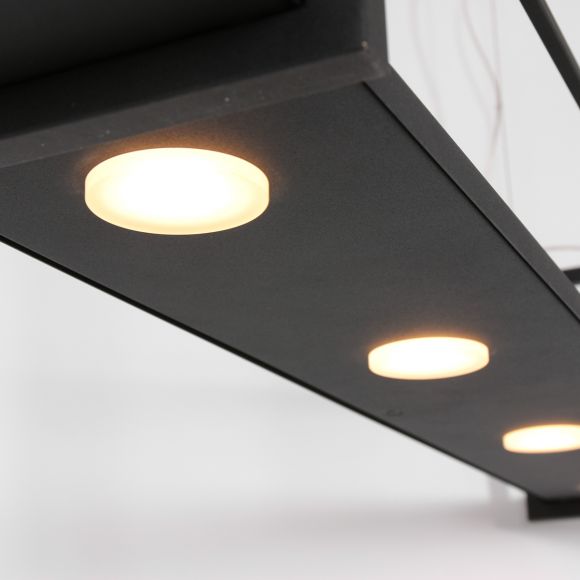 Smart Home höhenverstellbare eckige LED Zugpendelleuchten 6-flammige Hängelampe schwarz 100 x 21 x 40-150 cm