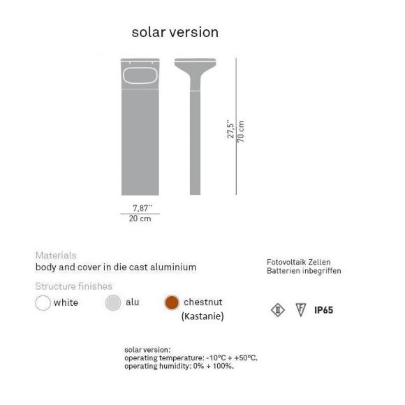 Solar LED-Wegeleuchte Sky von Luceplan, Höhe 70cm, 3 Farben