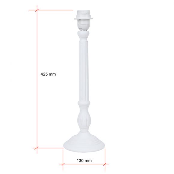 Tischlampenfuß, Holz, Weiß, Höhe 42,5 cm, E27, LED möglich, klassisch