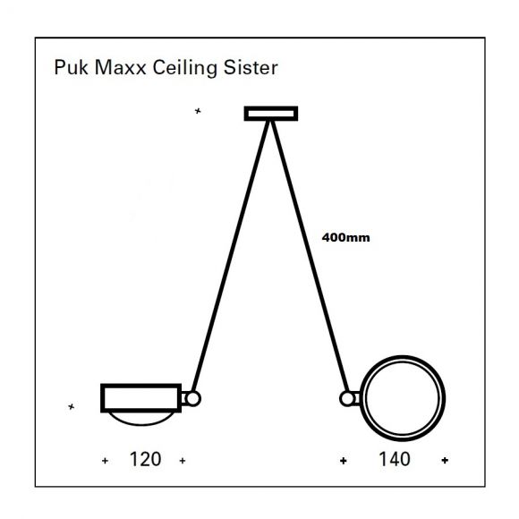 Top Light Deckenleuchte Puk Maxx Ceiling Sister Single, 2 Oberflächen