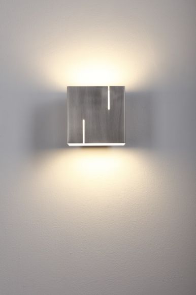 Wandleuchte, eckig, modern, Nickel-matt, Up&Down, inkl.LED 4W warmweiß