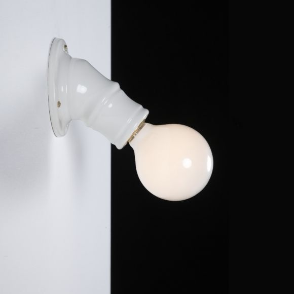 Wandleuchte, glänzende Keramik, Fassung E27 für LED Leuchtmittel