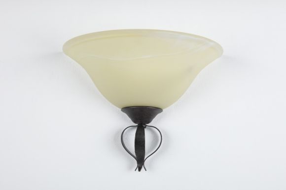 Wandleuchte, Landhaus-Stil, Alabasterglas creme, 33,5 cm breit