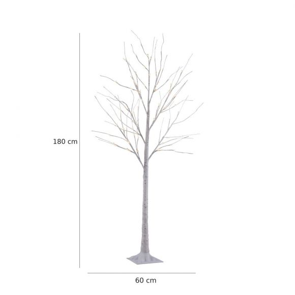 180cm LED Birkenbaum aus Eisen mit 88 Leuchtmitteln, Dekoleuchte IP44, für Außen geeignet