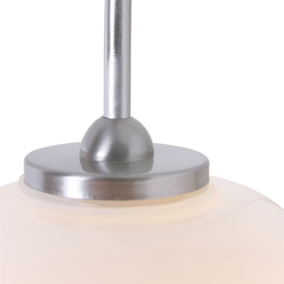 2-flammige LED Wandleuchte mit gebogenen Armen, Glasschirme, silber, dimmbar per Tastdimmer, inkl. LED 2x 5W