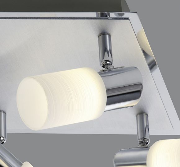 4-flg. LED-Deckenleuchte, schwenkbar, Aluminium / Chrom