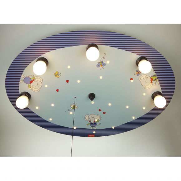 E14 Decken-Kinderleuchte mit Schlummerlicht 5-flammige Deckenlampe mit Schalter 71 x 53 cm Elefeant Lolo Lombardo