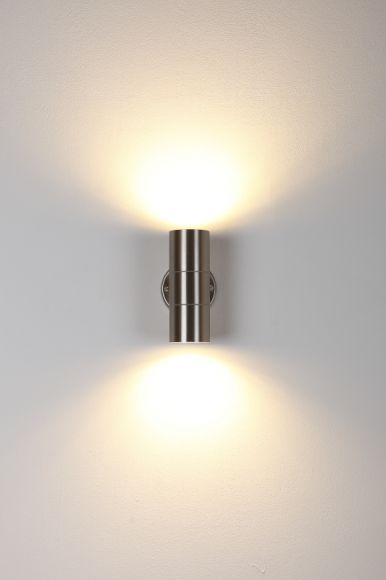 Edelstahl Wandleuchte mit tollem Lichteffekt, 2 x 3,3 Watt LED