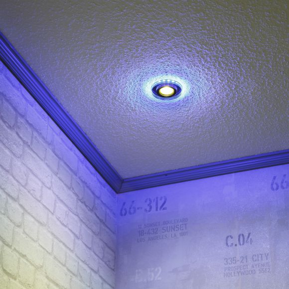 Einbauspot  mit blauer LED-Hintergrundbeleuchtung rund