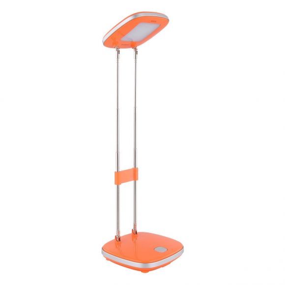 höhenverstellbare eckige LED Tischleuchte rechteckig zusammenklappbar ausziehbar Kabel 18m Tischlampe orange und silberfarben mit Schalter