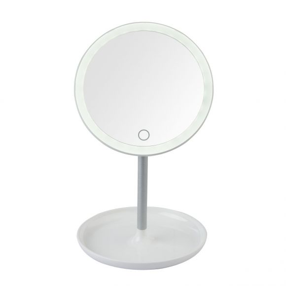 höhenverstellbare runde LED Spiegelleuchte aus Spiegel beweglich mit USB Ladekabel inkl. Akku Schalter ø 162 cm