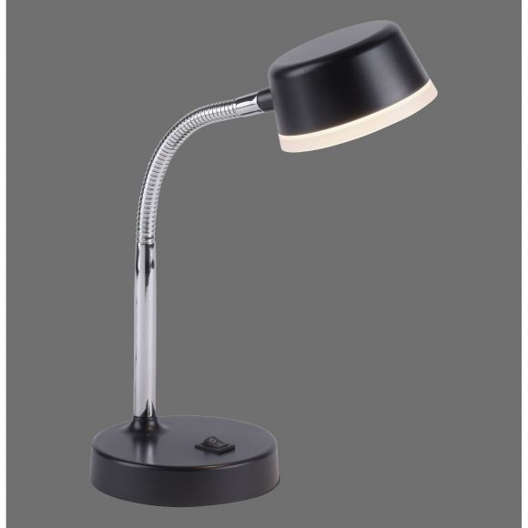 höhenverstellbare runde LED Tischleuchte  matt Tischlampe schwarz mit Schalter