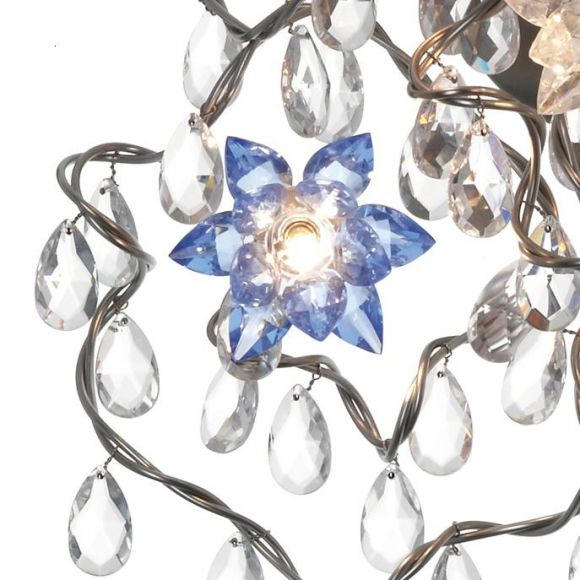 Jewel 3 Deckenleuchte aus Edelstahl mit kristallen Glasanhängern, handgefertigt