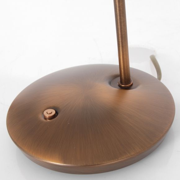 Klassische Tischleuchte mit halbrundem Glasschirm, 1-flammig, bronze, dimmbar, inkl. LED 3W