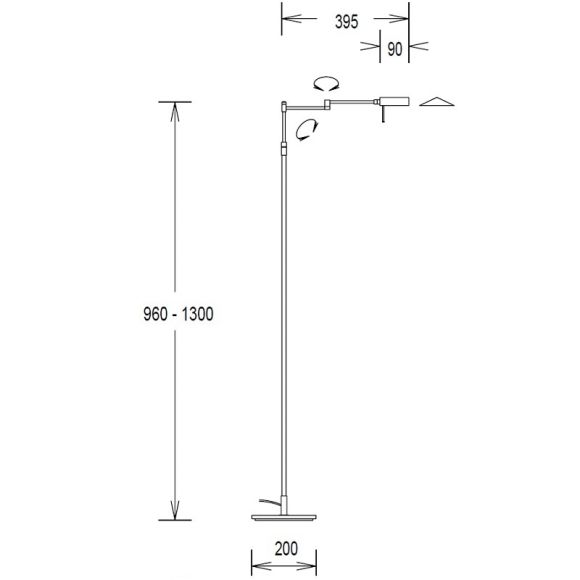LED-Standleuchte schwenkbar, Tastdimmer, Nickel-matt, LED 2x 3W warmweiß