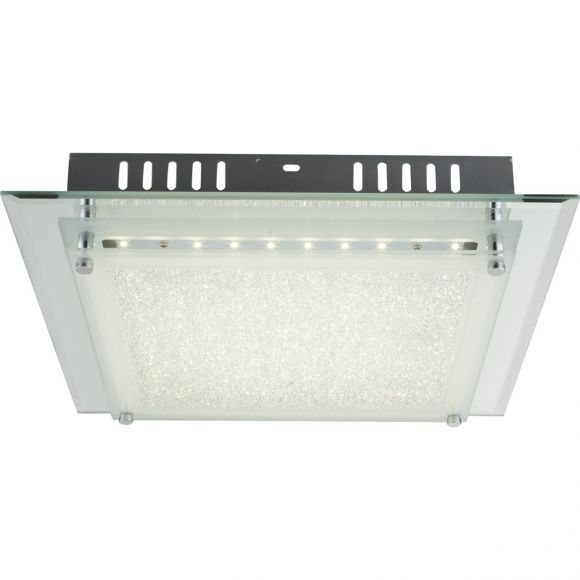 LED Deckenleuchte, chrom, quadratisch, 34x34cm, modern, Design
