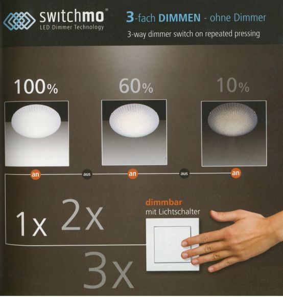 LED Deckenleuchte, Kristall,  LED-Switchmo ®, dimmbar