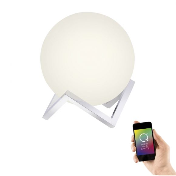 LED Tischleuchte Q-MANUEL Kugellampe, Smart Home, D 30 cm, Kunststoff weiß