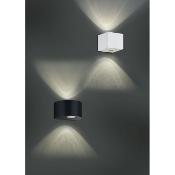 LED Up- and Downlight Wandleuchte matt 2-flammige halbrunde Außenwandlampe schwarz IP44 15 x 9 cm