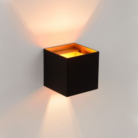LED Wandleuchte Xio von Lucide in schwarz, innen gold