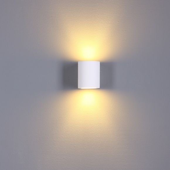 LED Wandleuchte, Gips, weiß, rund, Up & Down, LED warmweiß