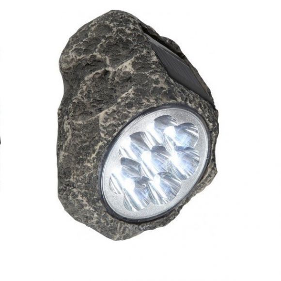 LED-SOLAR- Stein mit 8 weißen LED in Stein-Optik- kein Stromanschluss notwendig - inklusive  LED-Taschenlampe