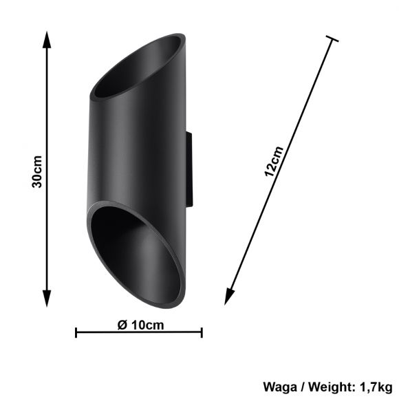LED-Wandleuchte Penne in schwarz, 30 cm