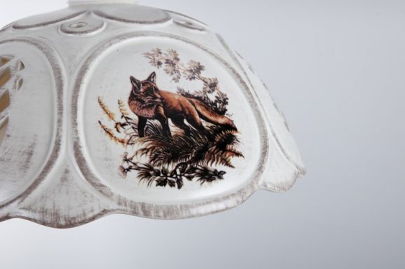 Pendelleuchte mit Spiralkabel - Keramik Grau mit Tiermotiven