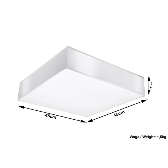quadratische E27 Deckenleuchte aus Stahl 3-flammige Deckenlampe mit Blendschutz weiß 45 x 45 cm