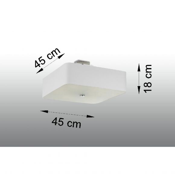 Quadratische E27 Stoff Schirm-Deckenleuchte mit Blendschutz aus satiniertem Glas 5-flammige Deckenlampe weiß 45 cm