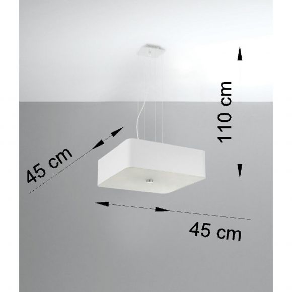 Quadratische E27 Stoff Schirm-Pendelleuchte mit Blendschutz aus satiniertem Glas 5-flammige Hängelampe schwarz o. weiß