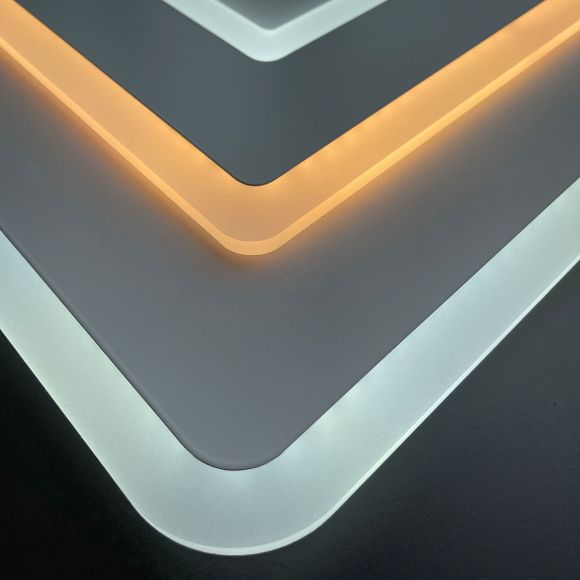 quadratische LED Deckenleuchte mit CCT-Lichtfarbsteuerung & Fernbedienung Acrylglas satiniert Deckenlampe weiß 50 cm