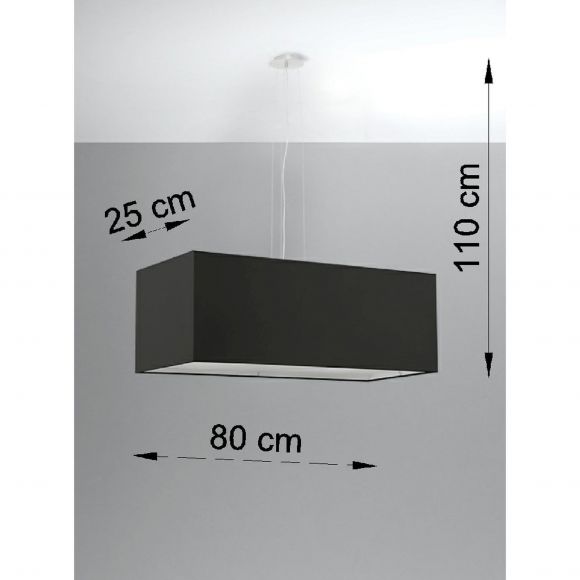 rechteckige E27 Stoff Pendelleuchte 3-flammige Hängelampe schwarz 120 x 25 x 110 cm