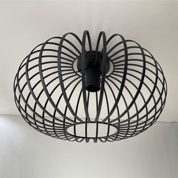 runde E27 Deckenleuchte Cage-Light Metall matt Deckenlampe schwarz ø 39 cm