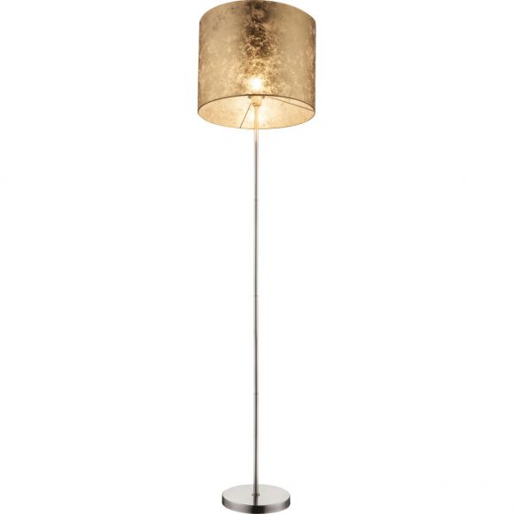 runde E27 Stehleuchte aus Stoff matt Sockel und Schirm Höhe 31 cm Stehlampe gold mit Schalter ø 40