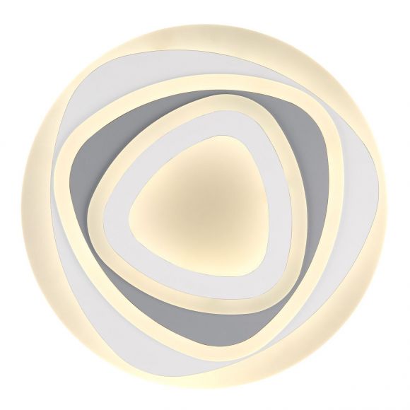 runde LED Deckenleuchte mit CCT-Lichtfarbsteuerung & Fernbedienung aus Acryl opalDreiecke aufgesetzt Deckenlampe anthrazit ø 50 cm