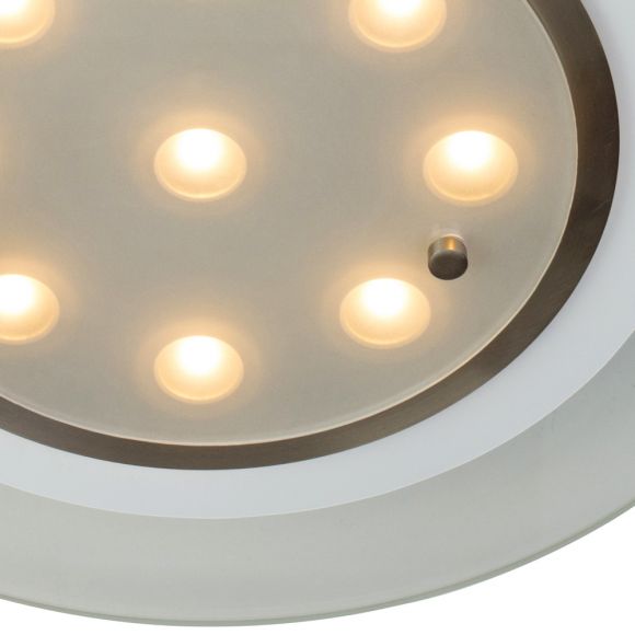 runde LED Deckenleuchte teilsatiniert, Lichtpunkte, transparent weiß, D= 40 cm, inkl. LED 9W