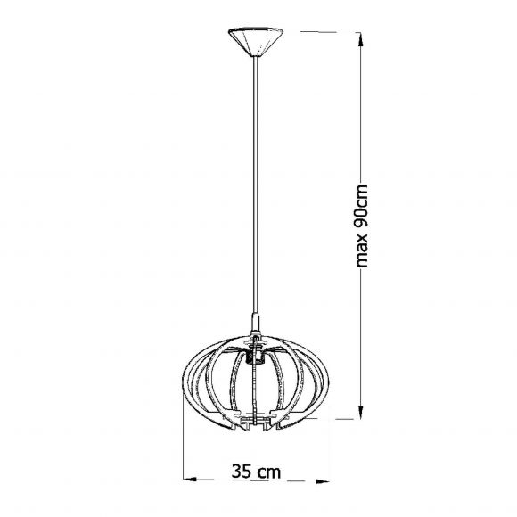 runde skandinavische E27 Pendelleuchte Lampenschirm aus Holzlamellen Hängelampe schwarz abgesetzt ø 35 cm