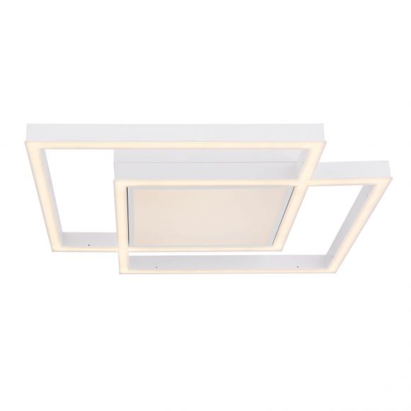 Smart Home LED Deckenleuchte mit CCT-Lichtfarbsteuerung & Fernbedienung & Memory Funktion aus Acryl 2 Quadrate übereinander Timer APP Nachtlicht kompatibel mit Google-Home und Alexa Deckenlampe weiß