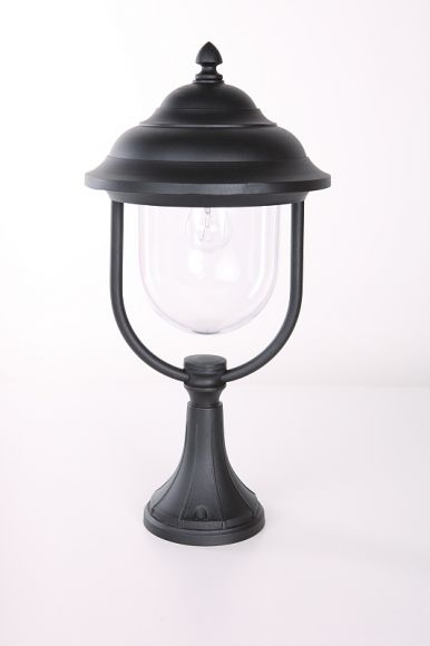 Sockelleuchte, klassisch, Kunsttstoffglas klar, Gartenlampe, 3 Farben
