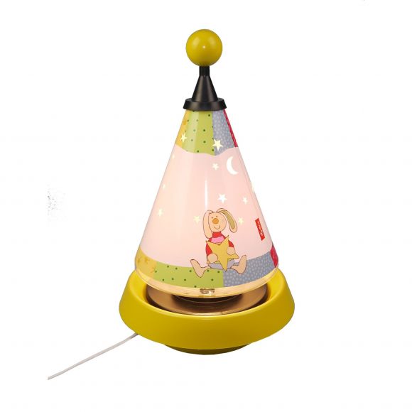 Tischleuchte Kinderleuchte mit Sternen-Projektion Zimmerdecke Tischlampe gelb 21 x 35 cm Carrousel Rainbow Rabbit