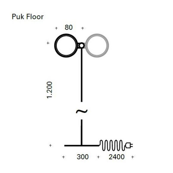 Top Light Leselampe Puk Floor Mini Single Chrom-matt, Kopf links